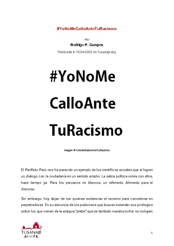 #YoNoMeCalloAnteTuRacismo