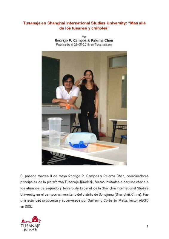 Tusanaje en Shanghai International Studies University: “Más allá de los tusanes y chiñoles”